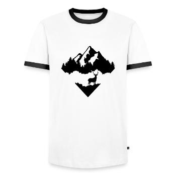 Hirsch, Wald und Berg - Männer Kontrast-T-Shirt - Weiß/Schwarz - Vorne - AI Model Female 172 light (172cm) & AI Model Male 178 dark (178cm)