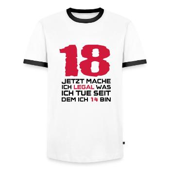 18 Jahre Geburtstags T-Shirt's, Jetzt mache ich - Männer Kontrast-T-Shirt - Weiß/Schwarz - Vorne - AI Model Female 172 light (172cm) & AI Model Male 178 dark (178cm)