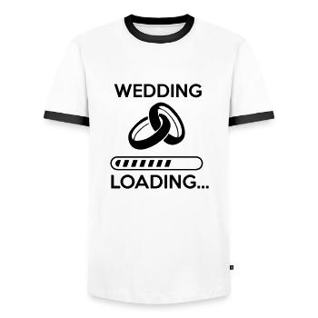 wedding loading - Stag do - hen party - T-shirt contrasté Homme - blanc/noir - Devant - AI Model Female 172 light (172cm) & AI Model Male 178 dark (178cm)
