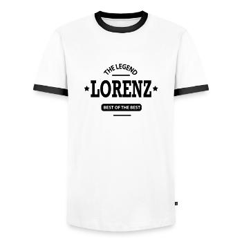 lorenz - Männer Kontrast-T-Shirt - Weiß/Schwarz - Vorne - AI Model Female 172 light (172cm) & AI Model Male 178 dark (178cm)