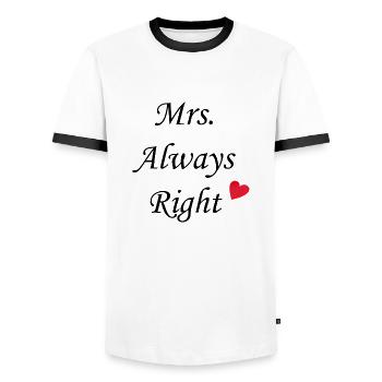 Mrs. Always Right - Männer Kontrast-T-Shirt - Weiß/Schwarz - Vorne - AI Model Female 172 light (172cm) & AI Model Male 178 dark (178cm)