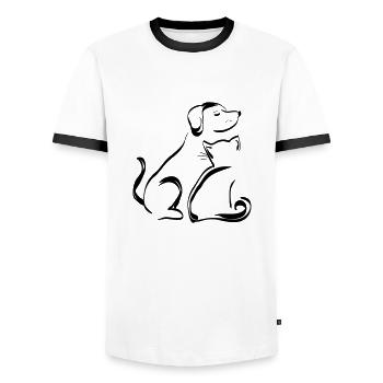 Chien - T-shirt contrasté Homme - blanc/noir - Devant - AI Model Female 172 light (172cm) & AI Model Male 178 dark (178cm)