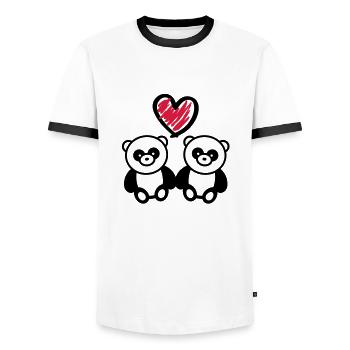panda_love_r2 - T-shirt contrasté Homme - blanc/noir - Devant - AI Model Female 172 light (172cm) & AI Model Male 178 dark (178cm)
