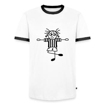balance exercise - Men's Ringer Shirt - white/black - Front - AI Model Female 172 light (172cm) & AI Model Male 178 dark (178cm)