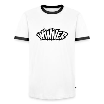 Winner - Men's Ringer Shirt - white/black - Front - AI Model Female 172 light (172cm) & AI Model Male 178 dark (178cm)
