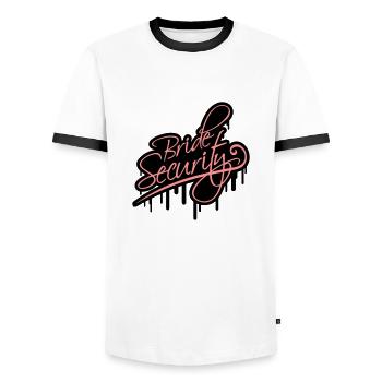 Bride Security - Men's Ringer Shirt - white/black - Front - AI Model Female 172 light (172cm) & AI Model Male 178 dark (178cm)
