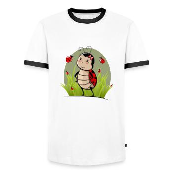 Ladybugs in the grass - Men's Ringer Shirt - white/black - Front - AI Model Female 172 light (172cm) & AI Model Male 178 dark (178cm)