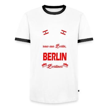 Der Berliner aus Berlin - Männer Kontrast-T-Shirt - Weiß/Schwarz - Vorne - AI Model Female 172 light (172cm) & AI Model Male 178 dark (178cm)