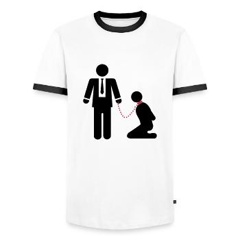 Il le dirige - T-shirt contrasté Homme - blanc/noir - Devant - AI Model Female 172 light (172cm) & AI Model Male 178 dark (178cm)