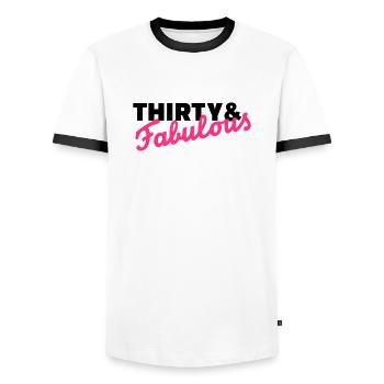 30 Anniversaire - T-shirt contrasté Homme - blanc/noir - Devant - AI Model Female 172 light (172cm) & AI Model Male 178 dark (178cm)