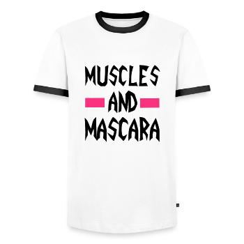 Muscles - T-shirt contrasté Homme - blanc/noir - Devant - AI Model Female 172 light (172cm) & AI Model Male 178 dark (178cm)