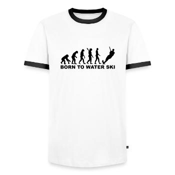 Evolution Water ski - Men's Ringer Shirt - white/black - Front - AI Model Female 172 light (172cm) & AI Model Male 178 dark (178cm)