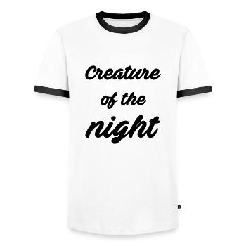 Creature of the night - Men's Ringer Shirt - white/black - Front - AI Model Female 172 light (172cm) & AI Model Male 178 dark (178cm)