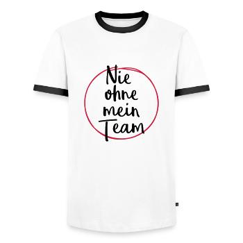 nie ohne mein team design - Männer Kontrast-T-Shirt - Weiß/Schwarz - Vorne - AI Model Female 172 light (172cm) & AI Model Male 178 dark (178cm)