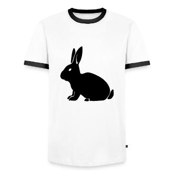 Kaninchen 1 - Männer Kontrast-T-Shirt - Weiß/Schwarz - Vorne - AI Model Female 172 light (172cm) & AI Model Male 178 dark (178cm)