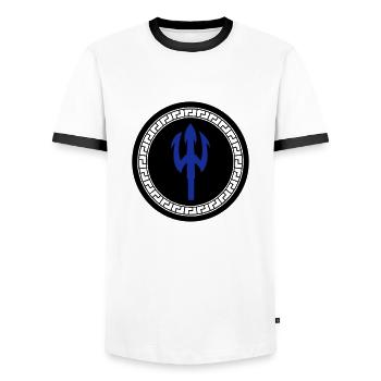 trident 002 - Men's Ringer Shirt - white/black - Front - AI Model Female 172 light (172cm) & AI Model Male 178 dark (178cm)