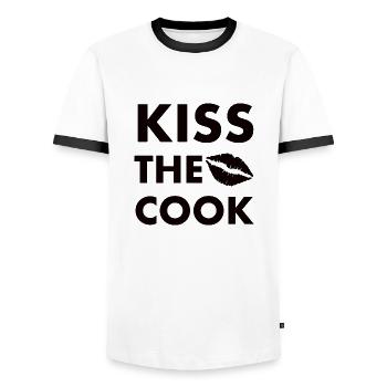 Kiss the cook black - Men's Ringer Shirt - white/black - Front - AI Model Female 172 light (172cm) & AI Model Male 178 dark (178cm)