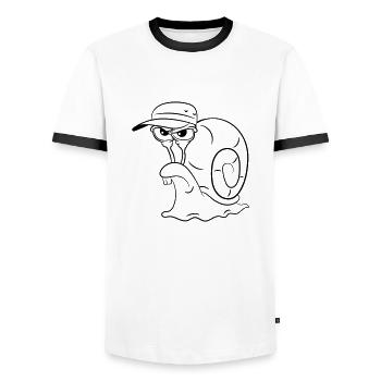 Snail funny evil - Men's Ringer Shirt - white/black - Front - AI Model Female 172 light (172cm) & AI Model Male 178 dark (178cm)