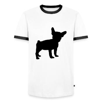 FRANZÖSISCHE BULLDOGGE SCHATTEN - Männer Kontrast-T-Shirt - Weiß/Schwarz - Vorne - AI Model Female 172 light (172cm) & AI Model Male 178 dark (178cm)