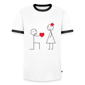 heart baton character - Men's Ringer Shirt - white/black - Front - AI Model Female 172 light (172cm) & AI Model Male 178 dark (178cm)