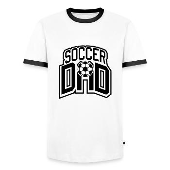Soccer Dad Logo Design - Men's Ringer Shirt - white/black - Front - AI Model Female 172 light (172cm) & AI Model Male 178 dark (178cm)