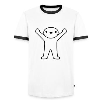 Design glückliches kleines Männchen - Männer Kontrast-T-Shirt - Weiß/Schwarz - Vorne - AI Model Female 172 light (172cm) & AI Model Male 178 dark (178cm)