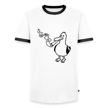 Mouette stoner fumante commune - T-shirt contrasté Homme - blanc/noir - Devant - AI Model Female 172 light (172cm) & AI Model Male 178 dark (178cm)