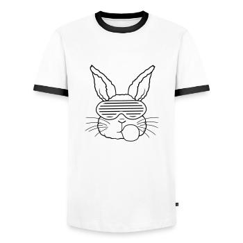 Lapin chewing-gum bubble cool - T-shirt contrasté Homme - blanc/noir - Devant - AI Model Female 172 light (172cm) & AI Model Male 178 dark (178cm)