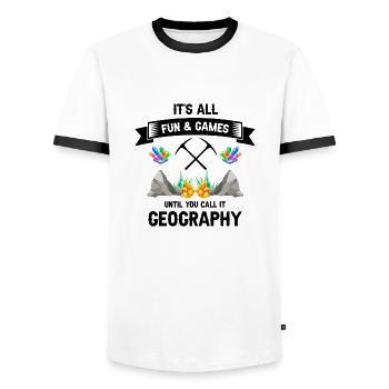 Collectionneur de pierres précieuses et recherche sur les pierres précieuses - T-shirt contrasté Homme - blanc/noir - Devant - AI Model Female 172 light (172cm) & AI Model Male 178 dark (178cm)