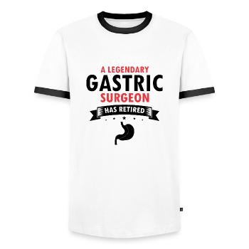 Gastric Bypass and Gastric Bypass Operation Design - Men's Ringer Shirt - white/black - Front - AI Model Female 172 light (172cm) & AI Model Male 178 dark (178cm)
