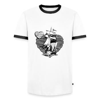Capitaine moin moin voilier skipper fil de marin - T-shirt contrasté Homme - blanc/noir - Devant - AI Model Female 172 light (172cm) & AI Model Male 178 dark (178cm)