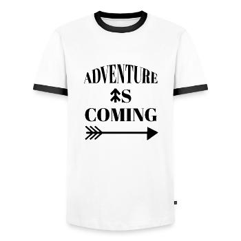 Biking Running Marathon Triathlon Bike - Men's Ringer Shirt - white/black - Front - AI Model Female 172 light (172cm) & AI Model Male 178 dark (178cm)