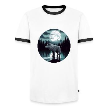 Le loup gris survit à la forêt Moon Lake Graphic - T-shirt contrasté Homme - blanc/noir - Devant - AI Model Female 172 light (172cm) & AI Model Male 178 dark (178cm)