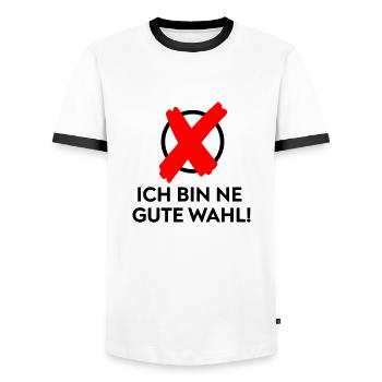 Ich bin ne gute Wahl - Männer Kontrast-T-Shirt - Weiß/Schwarz - Vorne - AI Model Female 172 light (172cm) & AI Model Male 178 dark (178cm)