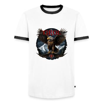 Tirol T-Shirt Tiroler Adler mit Berge - Männer Kontrast-T-Shirt - Weiß/Schwarz - Vorne - AI Model Female 172 light (172cm) & AI Model Male 178 dark (178cm)
