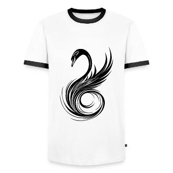 Tête de cygne ornée élégante avec des ailes - T-shirt contrasté Homme - blanc/noir - Devant - AI Model Female 172 light (172cm) & AI Model Male 178 dark (178cm)