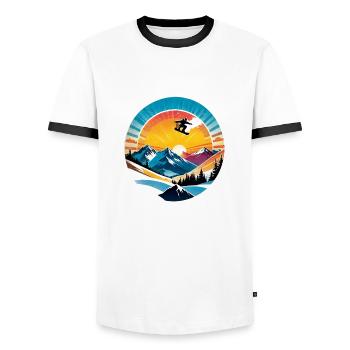 snowboard neige et ski - T-shirt contrasté Homme - blanc/noir - Devant - AI Model Female 172 light (172cm) & AI Model Male 178 dark (178cm)