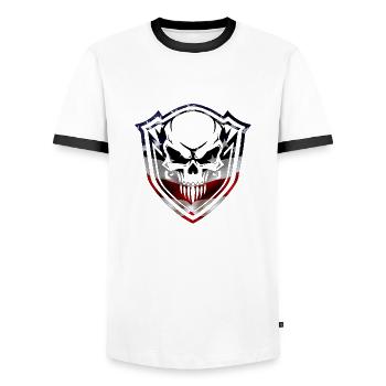 Army War Military Uniform Force Soldier Camouflage - Men's Ringer Shirt - white/black - Front - AI Model Female 172 light (172cm) & AI Model Male 178 dark (178cm)