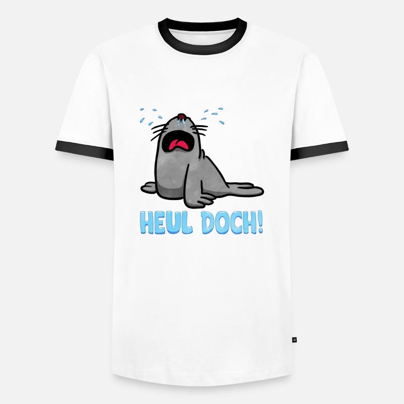 HEUL DOCH! - Männer Kontrast-T-Shirt - Weiß/Schwarz