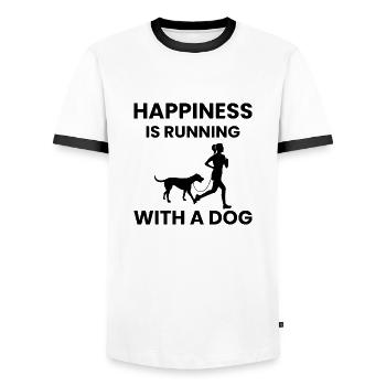 Marathon Courir Jogging - T-shirt contrasté Homme - blanc/noir - Devant - AI Model Female 172 light (172cm) & AI Model Male 178 dark (178cm)