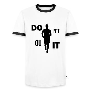 Marathon Running Jogging - Men's Ringer Shirt - white/black - Front - AI Model Female 172 light (172cm) & AI Model Male 178 dark (178cm)