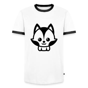 Fuchs - Männer Kontrast-T-Shirt - Weiß/Schwarz - Vorne - AI Model Female 172 light (172cm) & AI Model Male 178 dark (178cm)