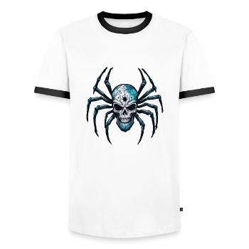 Araignée / Toile / Animal de compagnie / Reptile / Huit pattes - T-shirt contrasté Homme - blanc/noir - Devant - AI Model Female 172 light (172cm) & AI Model Male 178 dark (178cm)
