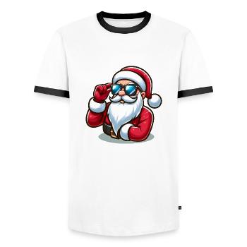 Cool Santa Claus with sunglasses - Men's Ringer Shirt - white/black - Front - AI Model Female 172 light (172cm) & AI Model Male 178 dark (178cm)