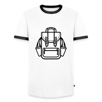 Backpack - Men's Ringer Shirt - white/black - Front - AI Model Female 172 light (172cm) & AI Model Male 178 dark (178cm)
