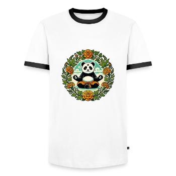Zen Panda Bär - Männer Kontrast-T-Shirt - Weiß/Schwarz - Vorne - AI Model Female 172 light (172cm) & AI Model Male 178 dark (178cm)