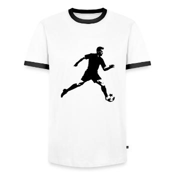 Fussballer Symbol Fussball Spieler Mann - Männer Kontrast-T-Shirt - Weiß/Schwarz - Vorne - AI Model Female 172 light (172cm) & AI Model Male 178 dark (178cm)