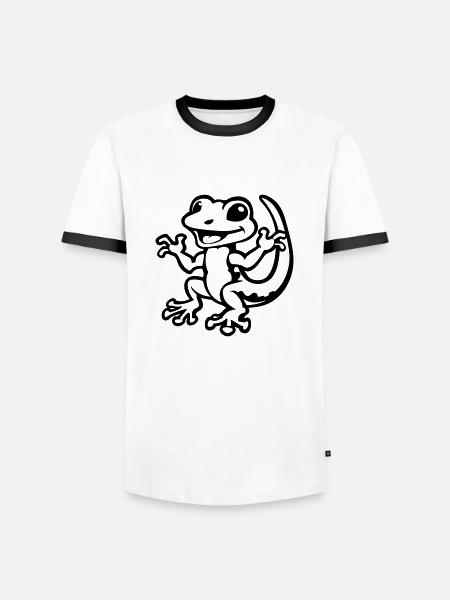 gecko tier - Männer Kontrast-T-Shirt - Weiß/Schwarz