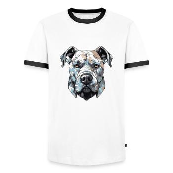 Dog Pitbull - Men's Ringer Shirt - white/black - Front - AI Model Female 172 light (172cm) & AI Model Male 178 dark (178cm)