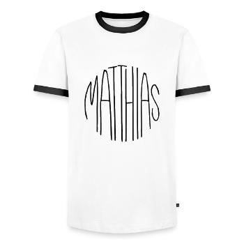 Matthias - Men's Ringer Shirt - white/black - Front - AI Model Female 172 light (172cm) & AI Model Male 178 dark (178cm)